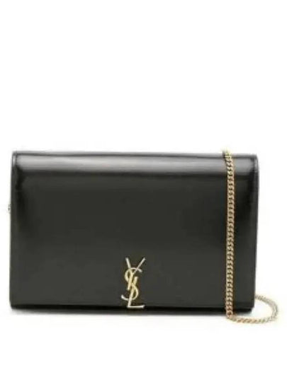 Monogram Chain Glossy Leather Shoulder Bag Black - SAINT LAURENT - BALAAN 2