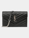 Cassandre Envelope Chain Shoulder Bag In Grain De Poudre Leather Noir - SAINT LAURENT - BALAAN 4