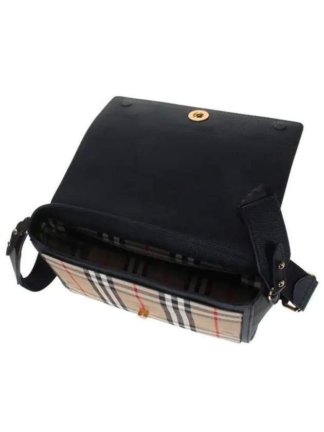 Leather and Vintage Check Note Crossbody Bag Black - BURBERRY - BALAAN 7