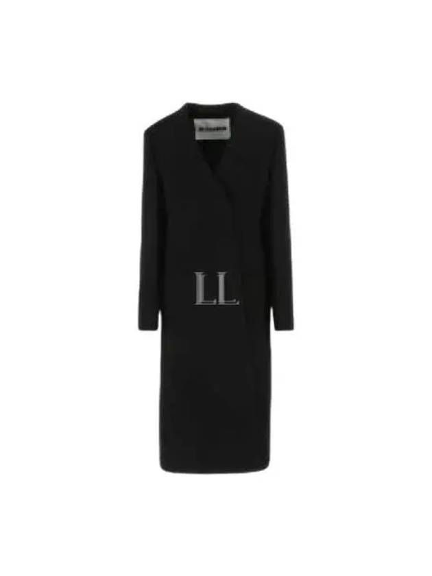 Long Sleeve Cashmere Single Coat Black - JIL SANDER - BALAAN 2