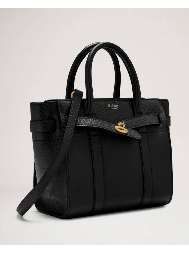 Bayswater Zipped Mini Classic Grain Tote Bag Black - MULBERRY - BALAAN 3