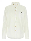 ORB Embroidered Logo Button Down Long Sleeve Shirt White - VIVIENNE WESTWOOD - BALAAN 2