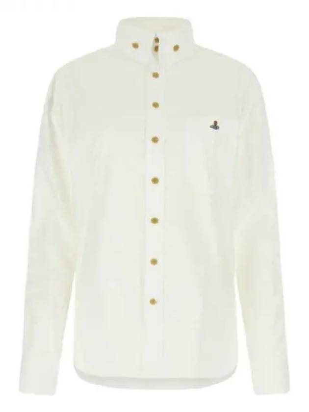 ORB Embroidered Logo Button Down Long Sleeve Shirt White - VIVIENNE WESTWOOD - BALAAN 2