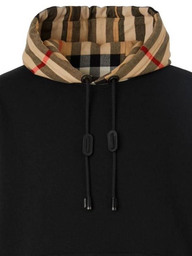 Check Hood Cotton Hoodie Black - BURBERRY - BALAAN 4