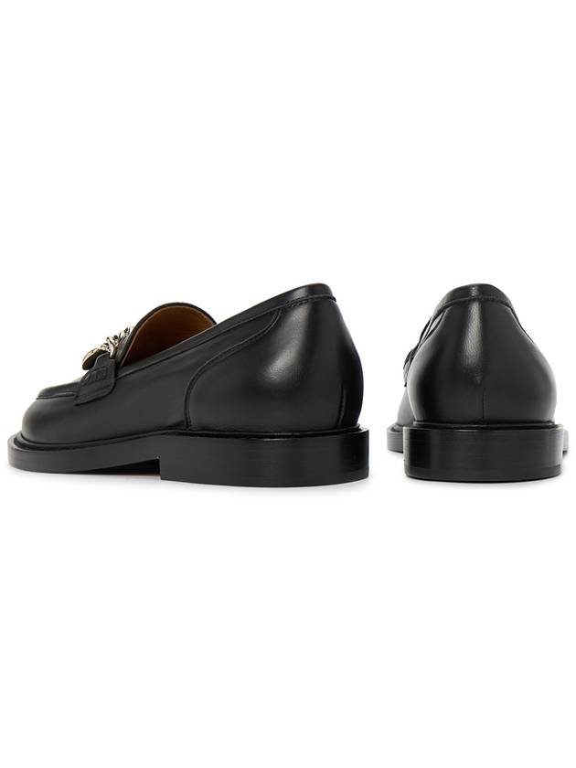 Ninna Chain Detail Leather Loafers Black - CHLOE - BALAAN.