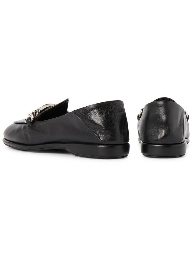 Logo Chain Metal Leather Loafers Black - MIU MIU - BALAAN 8