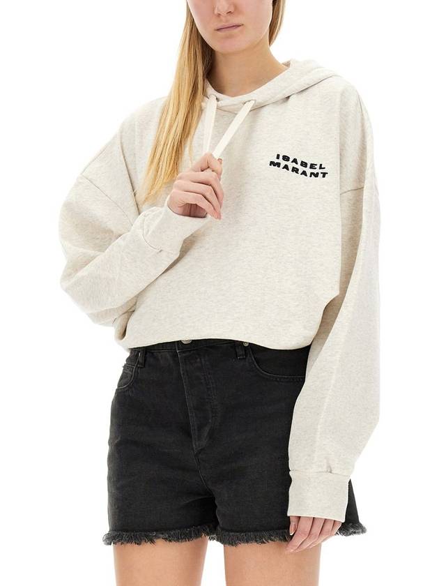 Solena Embroidered Logo Oversized Hoodie Ecru - ISABEL MARANT - BALAAN 5