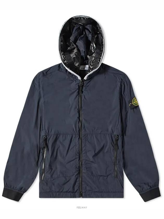 Wappen Patch Skin Touch Nylon Hooded Jacket Navy - STONE ISLAND - BALAAN 4