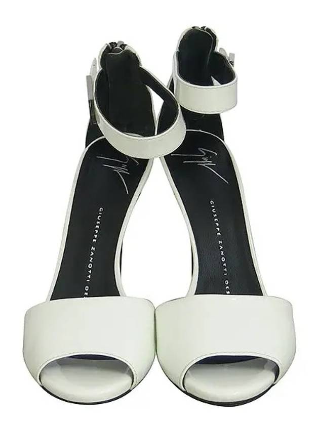 White patent silver logo decoration women s open toe high heel sandals - GIUSEPPE ZANOTTI - BALAAN 1