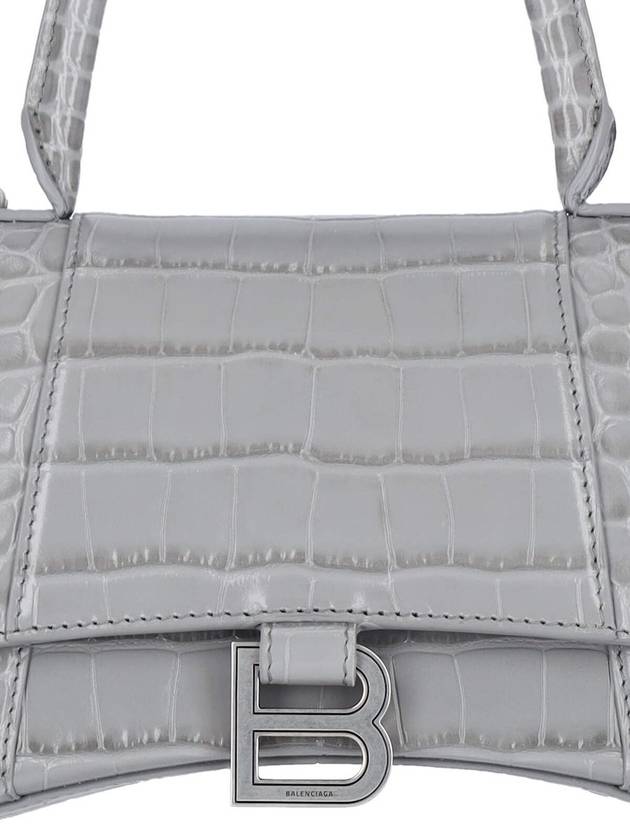 Crocodile Embossed Hourglass Small Calfskin Tote Bag Gray - BALENCIAGA - BALAAN 9