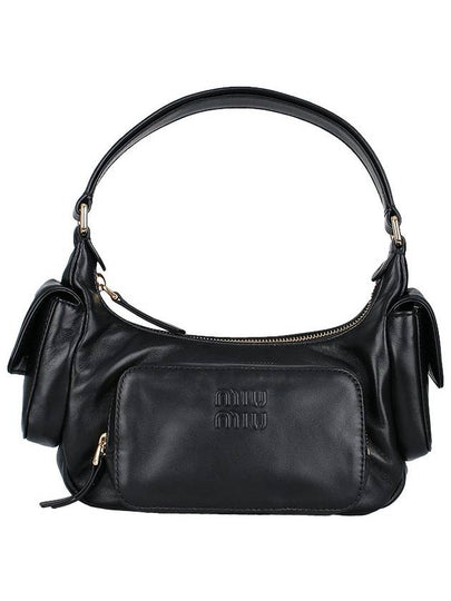 Embossed Logo Pocket Nappa Leather Shoulder Bag Black - MIU MIU - BALAAN 2