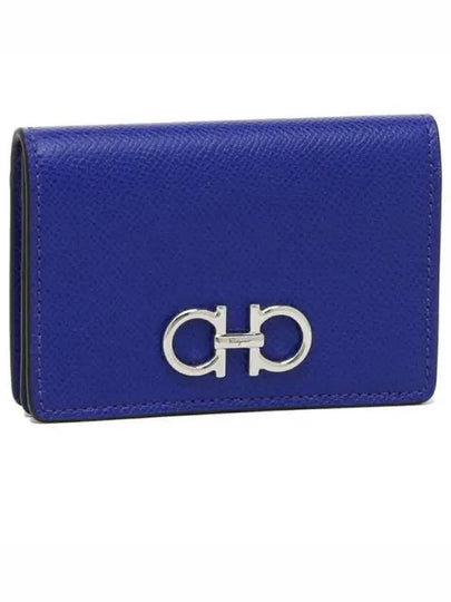 Gancini Leather Card Wallet Blue - SALVATORE FERRAGAMO - BALAAN 2