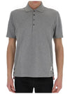 Men's Cotton Pique Center Bag Striped Short Sleeve Polo Shirt Grey - THOM BROWNE - BALAAN 4