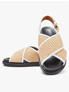 Leather Raffia Effect Fabric Fussbett Sandals Beige - MARNI - BALAAN 5