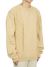 Men's Slightly Oversized Fit Wool Knit Top Yellow - FAMILY FIRST - BALAAN 4