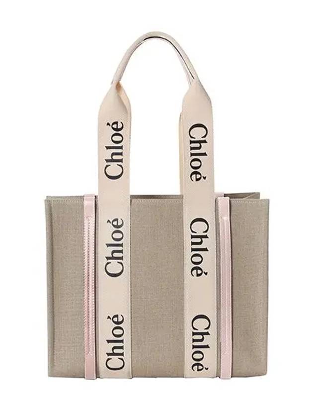 Woody Canvas Medium Tote Bag Cement Pink - CHLOE - BALAAN 4