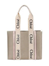 Woody Canvas Medium Tote Bag Cement Pink - CHLOE - BALAAN 2