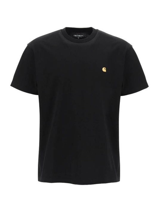 Men's Chase Mini Embroid Logo Short Sleeve T-Shirt Black - CARHARTT WIP - BALAAN 1