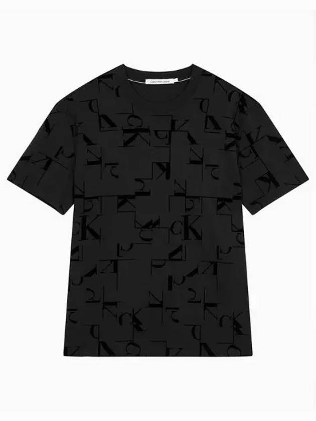 Jeans City Grid Allover Logo Print Short Sleeve T-Shirt Black - CALVIN KLEIN - BALAAN 2