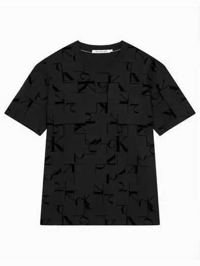 Jeans City Grid Allover Logo Print Short Sleeve T-Shirt Black - CALVIN KLEIN - BALAAN 2