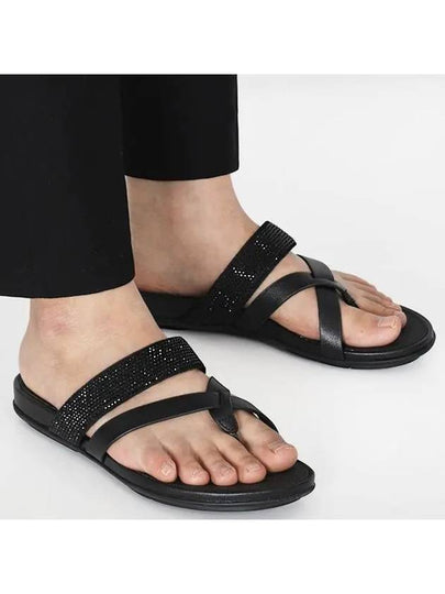 Gracie Strappy Toe Post Leather Slippers Black - FITFLOP - BALAAN 2