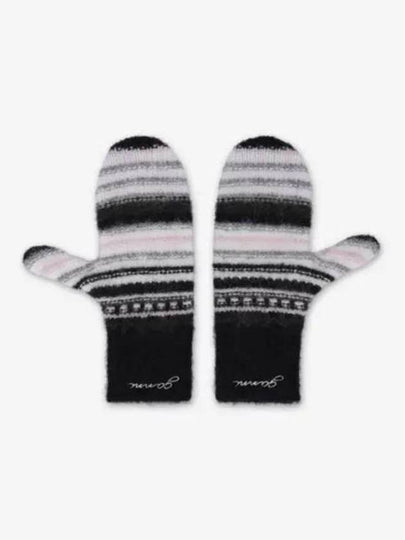 Women's Striped Wool Gloves Black - GANNI - BALAAN 2