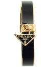 Triangle Logo Plaque Metal Bracelet Black Gold - PRADA - BALAAN 3