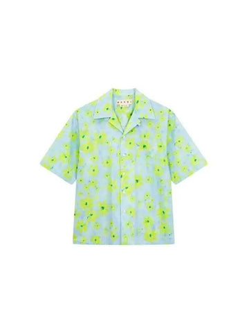 MEN Flower Print Resort Shirt Blue - MARNI - BALAAN 1