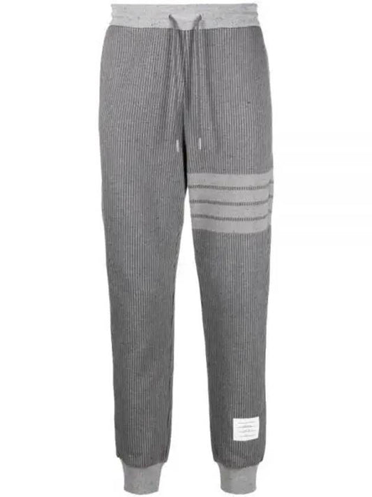 Flecked Knit Cotton Track Pants Grey - THOM BROWNE - BALAAN 2