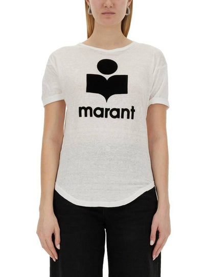 Koldi Logo Linen Short Sleeve T-Shirt White - ISABEL MARANT ETOILE - BALAAN 2