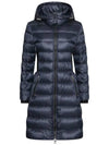 Women's Detachable Hooded Long Padding Midnight Blue - BURBERRY - BALAAN 2