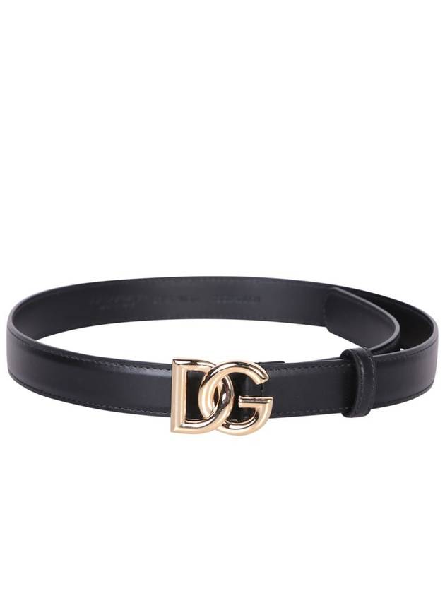 Women's Gold DG Logo Leather Belt Black - DOLCE&GABBANA - BALAAN 14