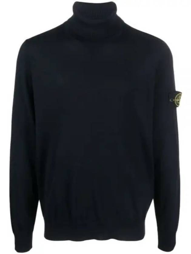 Wappen Patch Virgin Wool Turtleneck Navy - STONE ISLAND - BALAAN 2