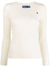 Kimberly Embroidered Logo Pony Cable Knit Top Cream - POLO RALPH LAUREN - BALAAN 1