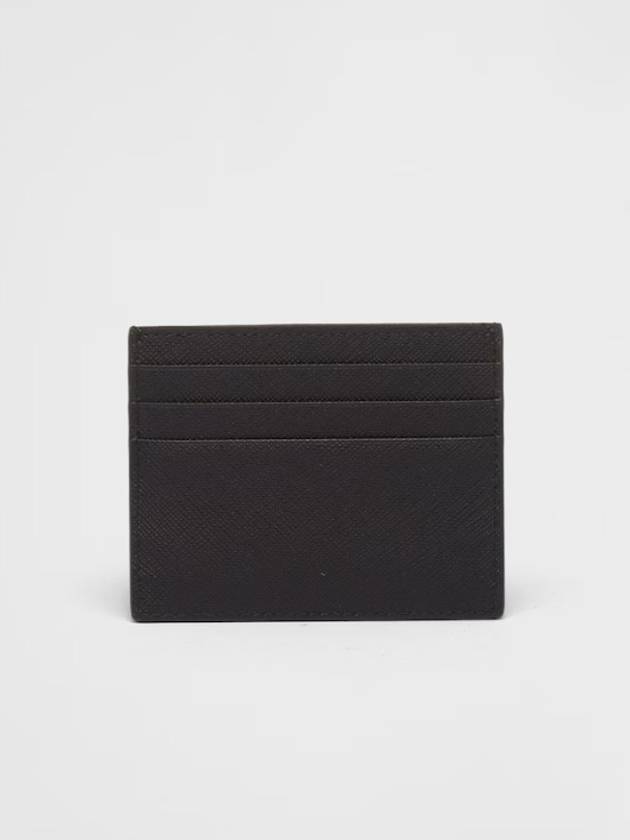 Saffiano Leather Triangle Logo Card Wallet Black Gold - PRADA - BALAAN 3