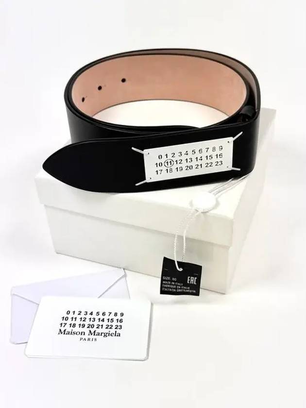 Number Logo Stitched Leather Belt Black - MAISON MARGIELA - BALAAN 2