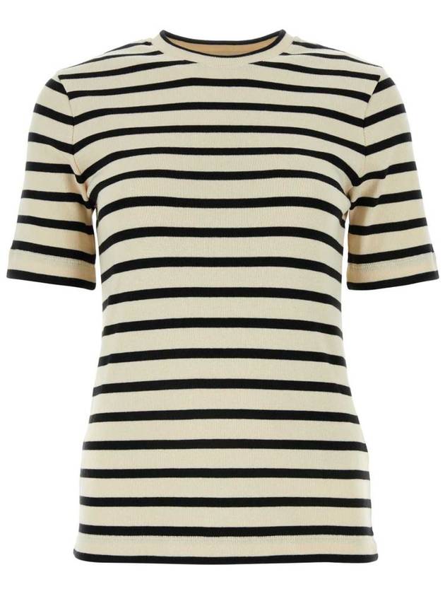 Striped Cotton Short Sleeve T-Shirt Black Beige - JIL SANDER - BALAAN 2