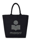 Women's Yenky Glitter Logo Tote Bag Black - ISABEL MARANT - BALAAN 3