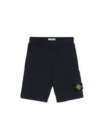 Kids Wappen Patch Fleece Shorts Navy - STONE ISLAND - BALAAN 1