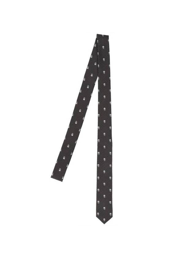 Skull Polka Dot Tie Black - ALEXANDER MCQUEEN - BALAAN.