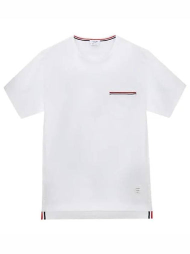 RWB pocket trimmed medium weight jersey cotton short sleeve tee - THOM BROWNE - BALAAN 1