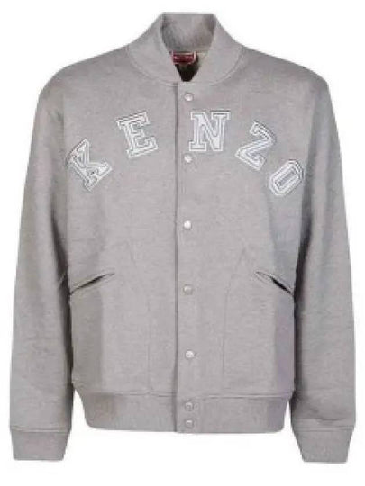 Academy Embroidered Logo Cotton Bomber Jacket Grey - KENZO - BALAAN 2