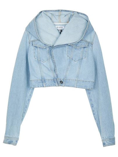 Cropped Hooded Denim Jacket Blue - ALAIA - BALAAN 2