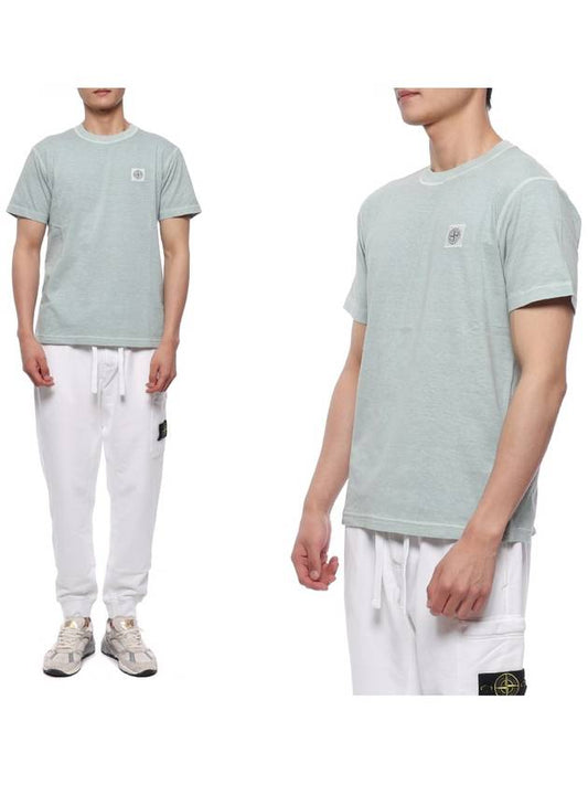 Pisato Effect Logo Patch Short Sleeve T-Shirt Sky Blue - STONE ISLAND - BALAAN 2