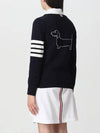 Cotton Hector Pointelle 4 Bar V Neck Cardigan Navy - THOM BROWNE - BALAAN 6