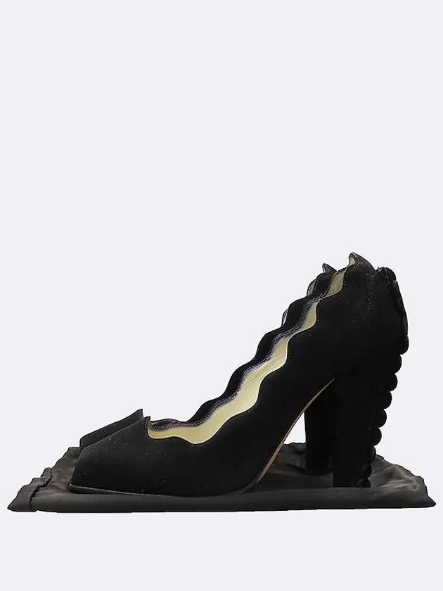 Black suede women s open toe shoes 225MM - SAINT LAURENT - BALAAN 1