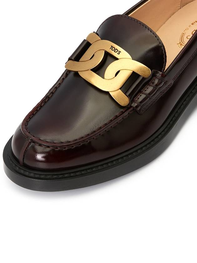 Brushed Leather Chain Loafers Brown - TOD'S - BALAAN.