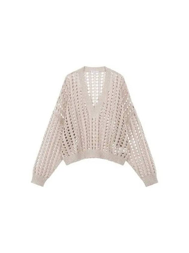 Women s Sequin Mesh Tissue Knit Beige - BRUNELLO CUCINELLI - BALAAN 1