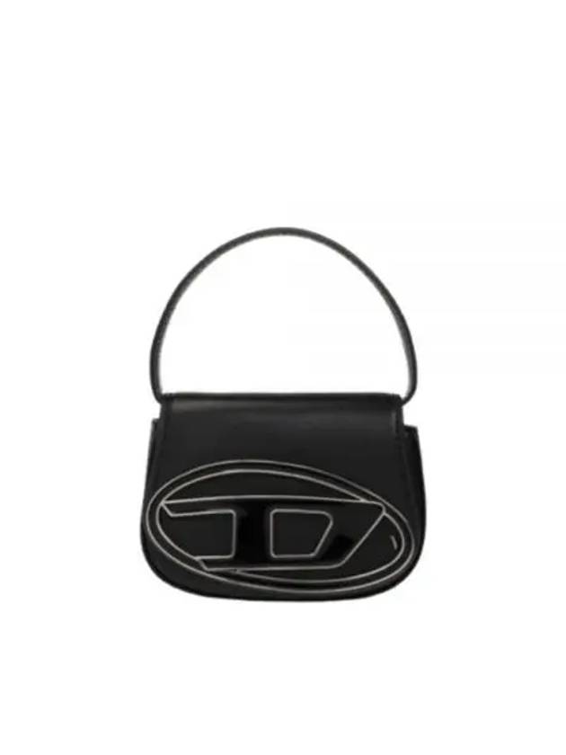 1DR Round Logo Leather Mini Shoulder Bag Black - DIESEL - BALAAN 2