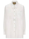 Women's Logo Embroidery Cotton Shirt White - GUCCI - BALAAN 2